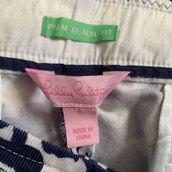 Lily Pulitzer Crop Corduroy Pants Horse Print Sz 6 Cotton Stretch Palm Beach Fit - Picture 4 of 6